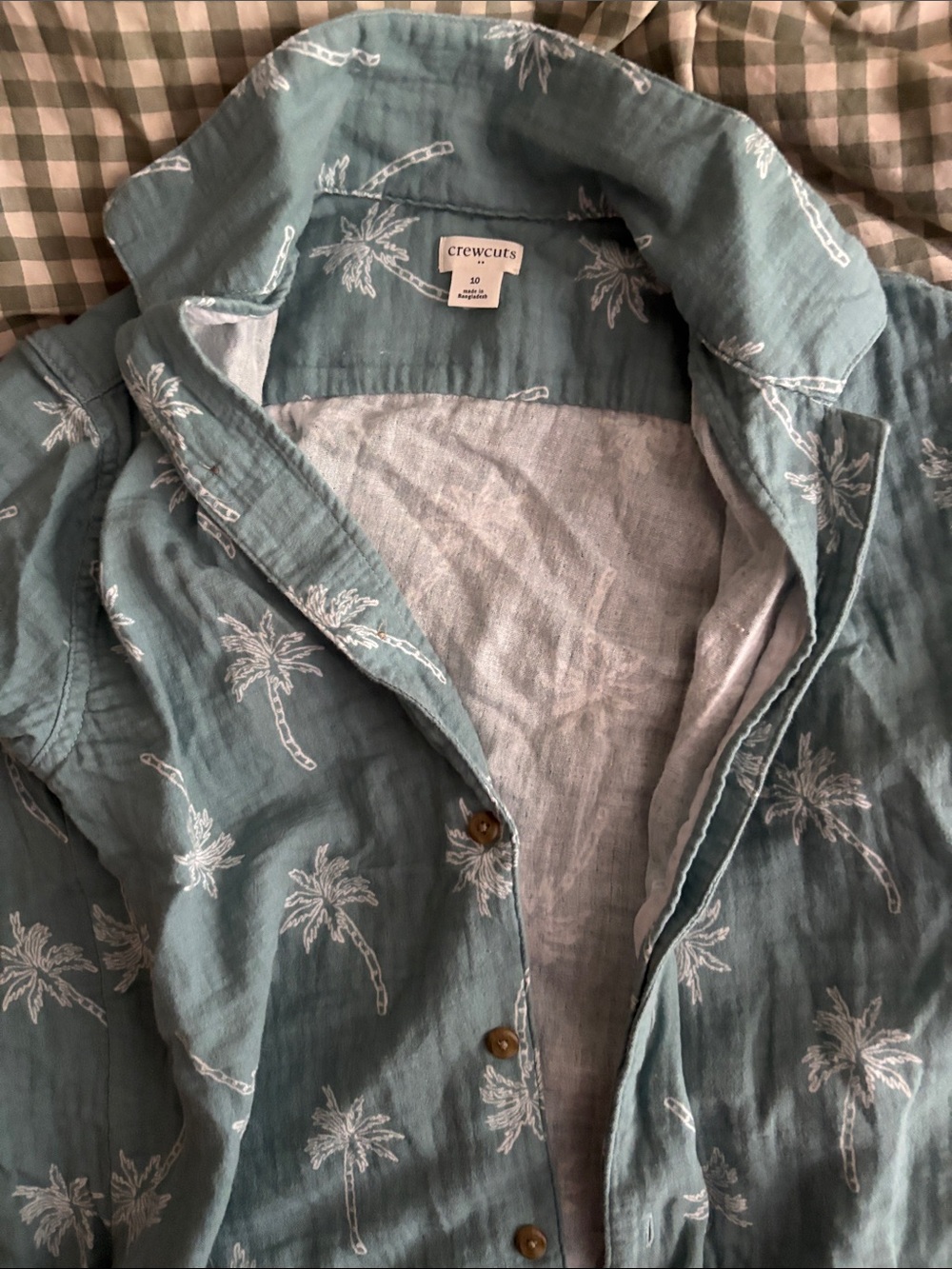 crewcuts Teal Palm-Print Lightweight Button-Up Jacket